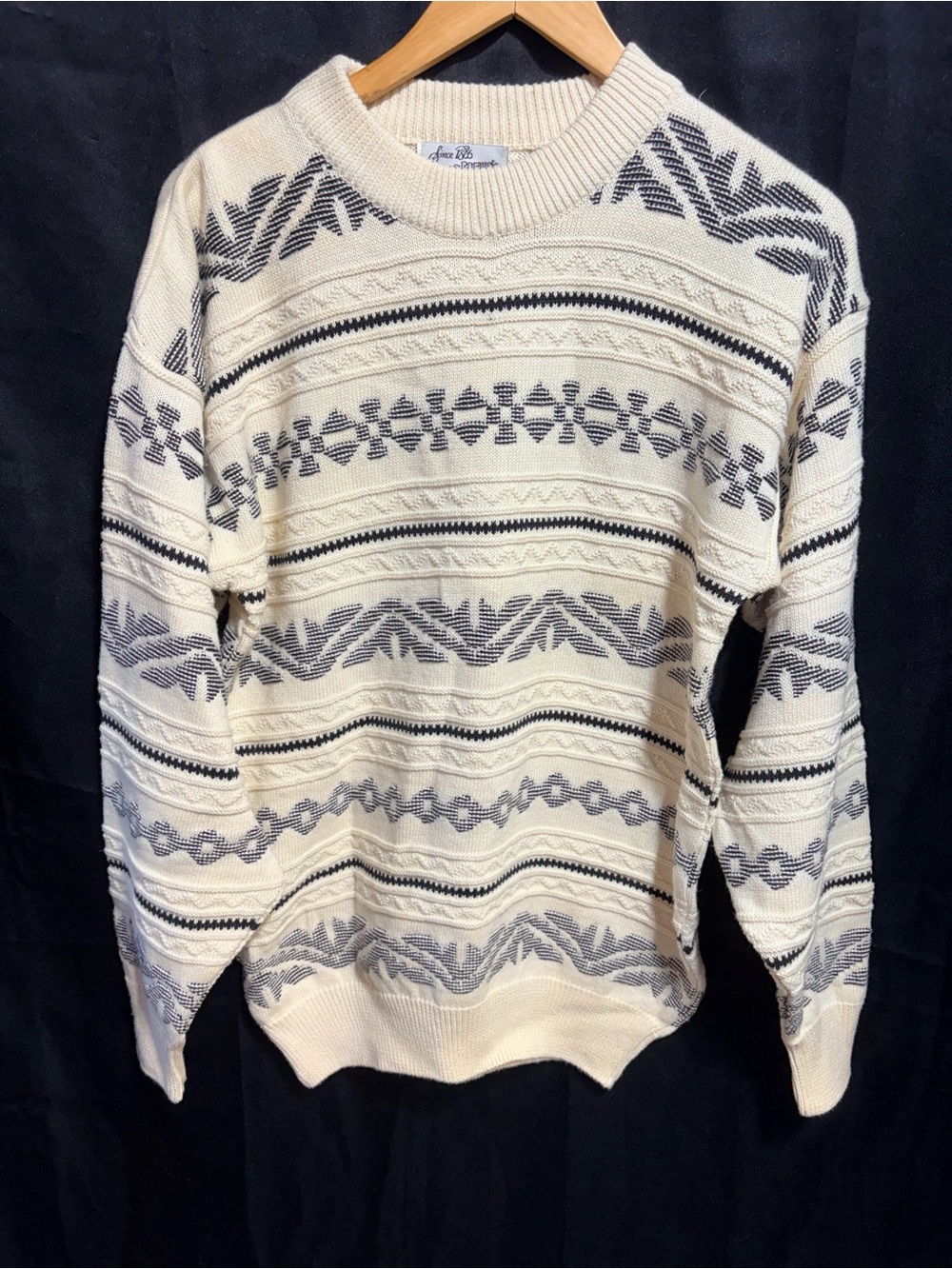Vintage Patterned Crewneck Sweater